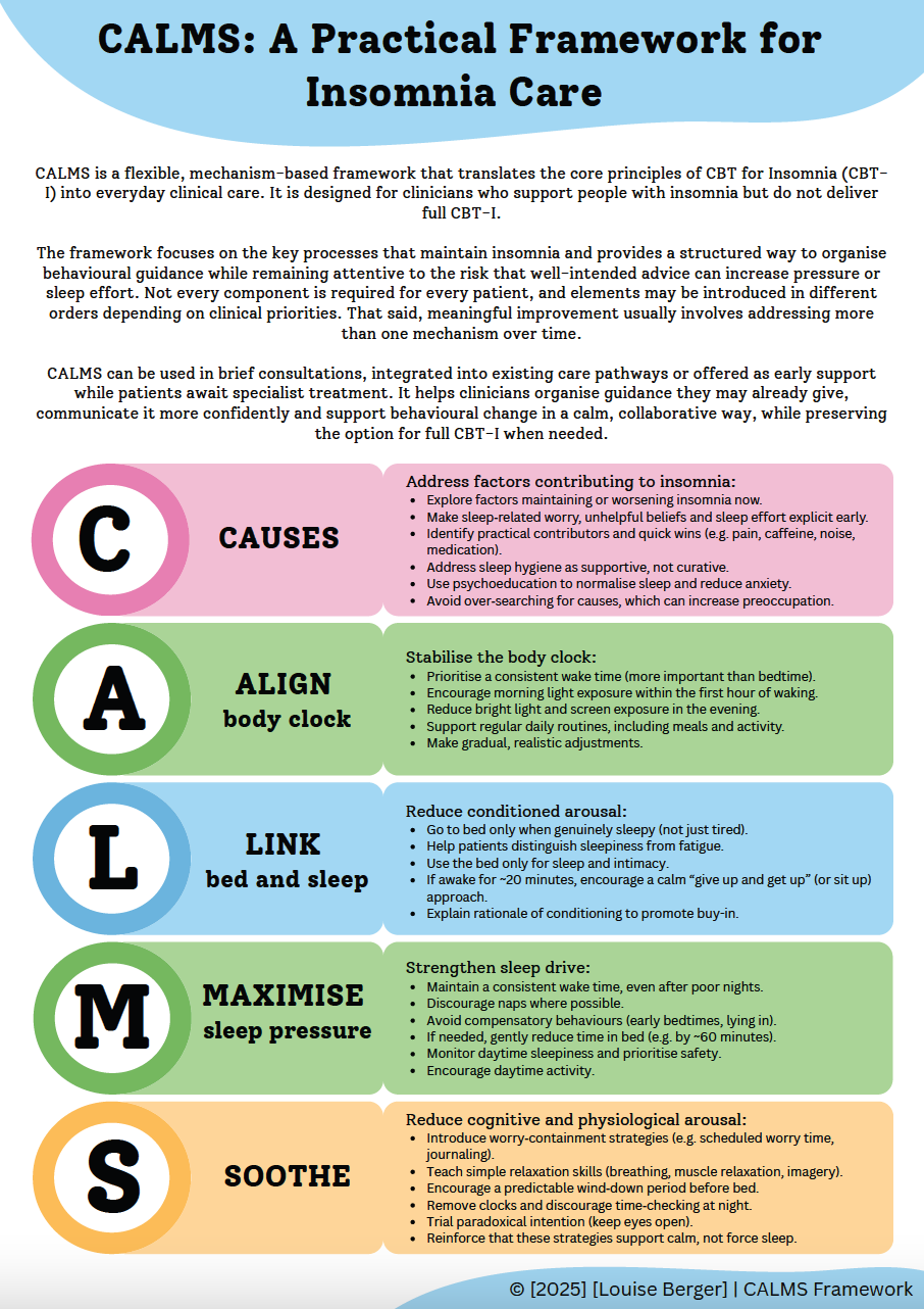 calmns insomnia handout
